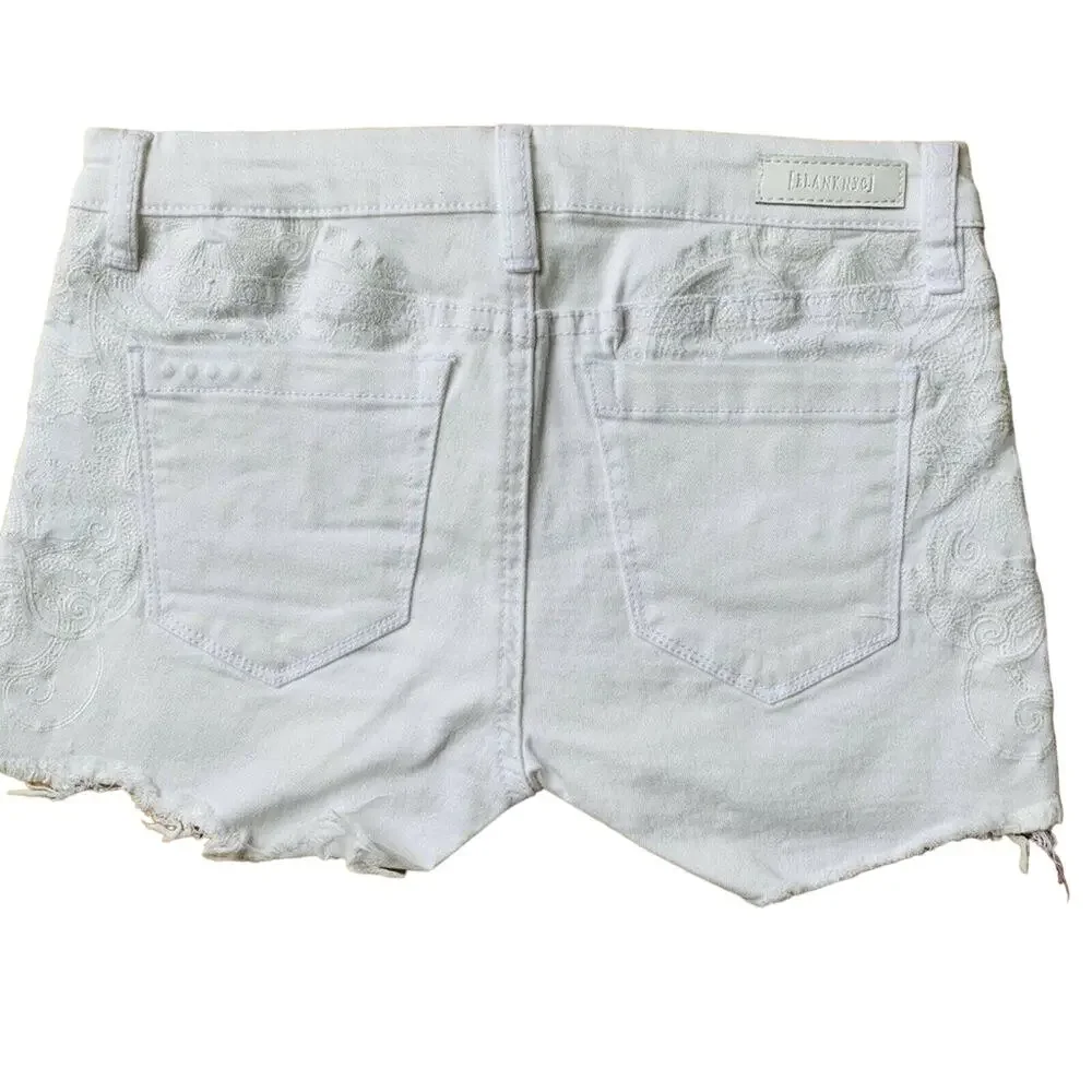 BLANK NYC‎ Cotton Embroidered Jean Shorts White Girl’s Size 8 NWT